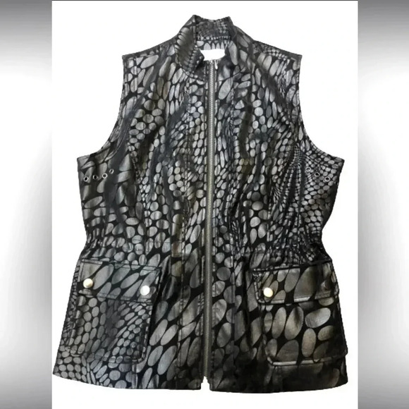 Erin london Black Womens Textured Vest  Zipper Style Adjustable Cinched Waist - Picture 3 of 8
